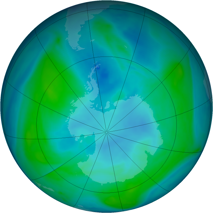 Antarctic ozone map for 21 January 2006